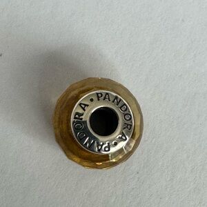 Authentic Pandora Sterling Silver Faceted Murano Glass Charm Golden Yellow